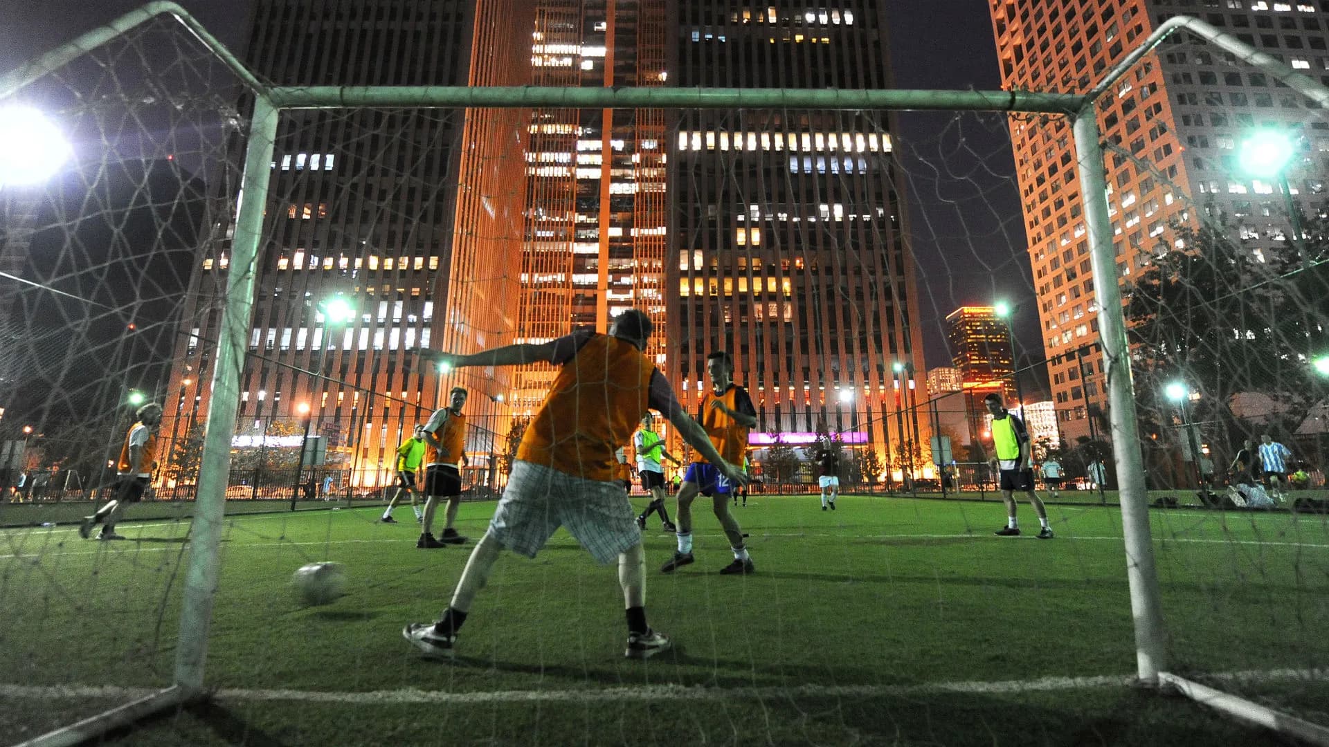 Futsal players silhouette